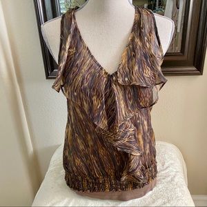 Ella Moss Shimmering Brown Blouse Sz M